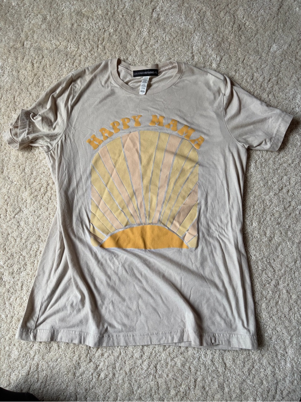 Happy Mama Graphic Tee in Beige and Yellow